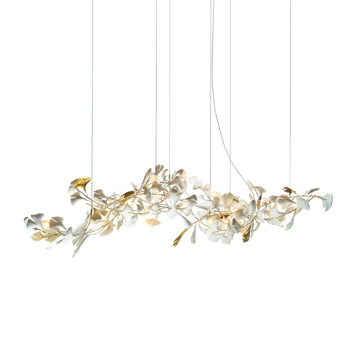 Calix Kroonluchter Frame Keramisch Gingko Bladkap Wit Goud Modern