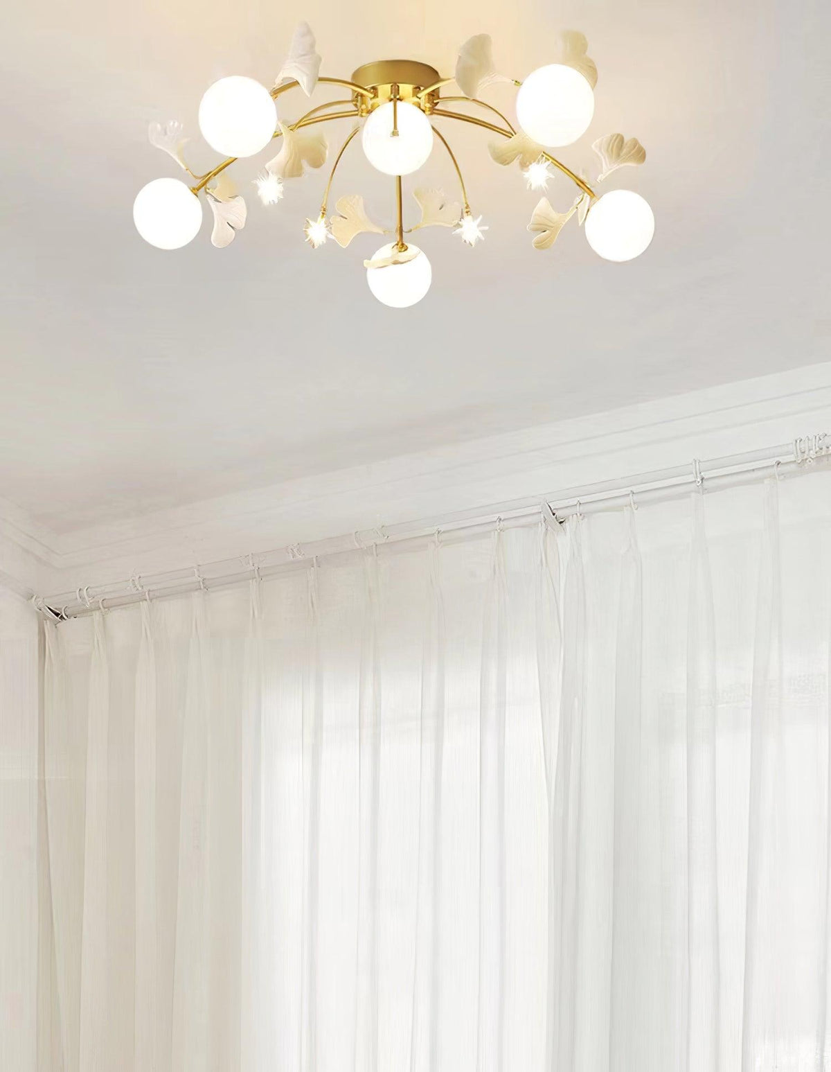 Celalaya plafondlamp Ginkgo glas voor woonkamer
