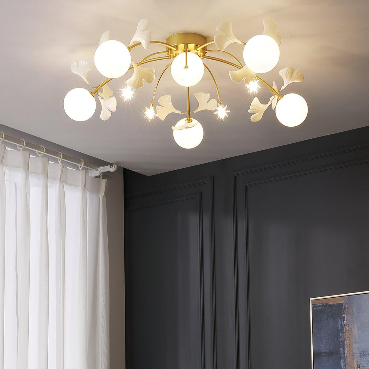 Celalaya plafondlamp Ginkgo glas voor woonkamer