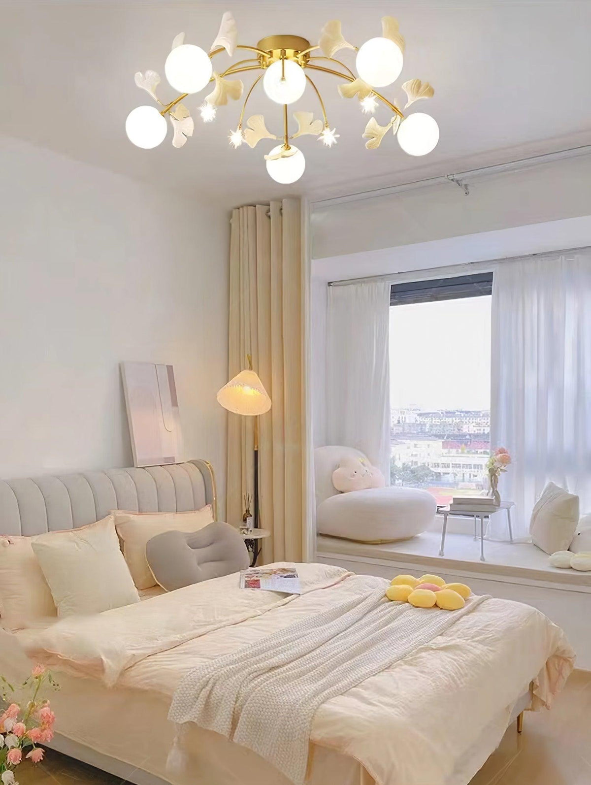 Celalaya plafondlamp Ginkgo glas voor woonkamer