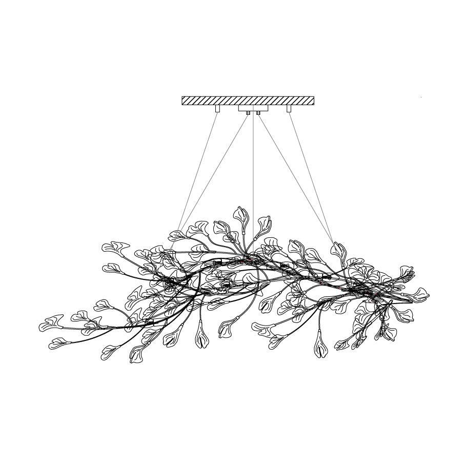 Calix Kroonluchter Frame Keramisch Gingko Bladkap Wit Goud Modern