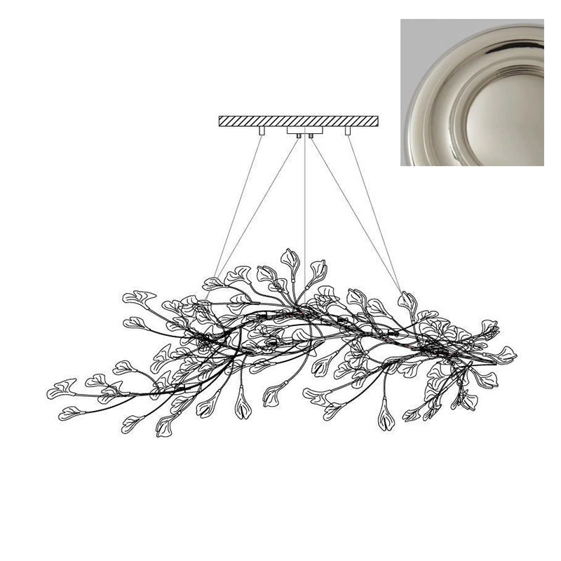 Calix Kroonluchter Frame Keramisch Gingko Bladkap Wit Goud Modern