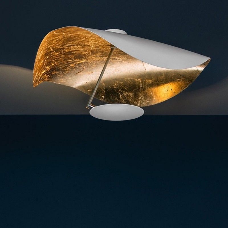 Solenena plafondlamp gebogen kap gouden binnenkant