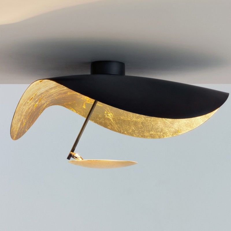 Solenena plafondlamp gebogen kap gouden binnenkant