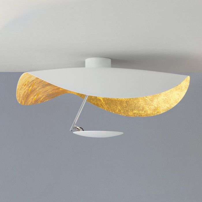 Solenena plafondlamp gebogen kap gouden binnenkant