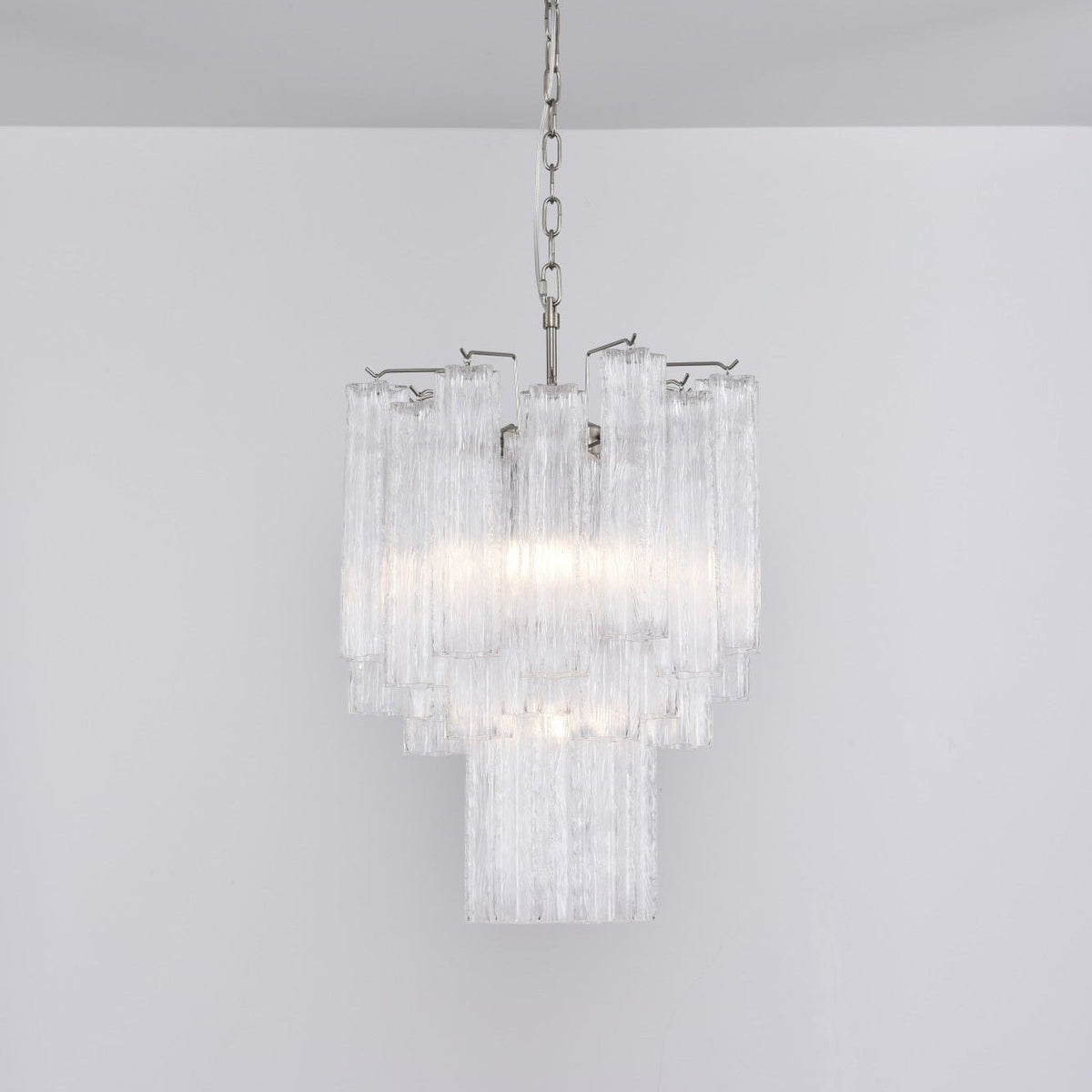 Celorora kroonluchter met heldere Murano-glasbuis, tiered modern