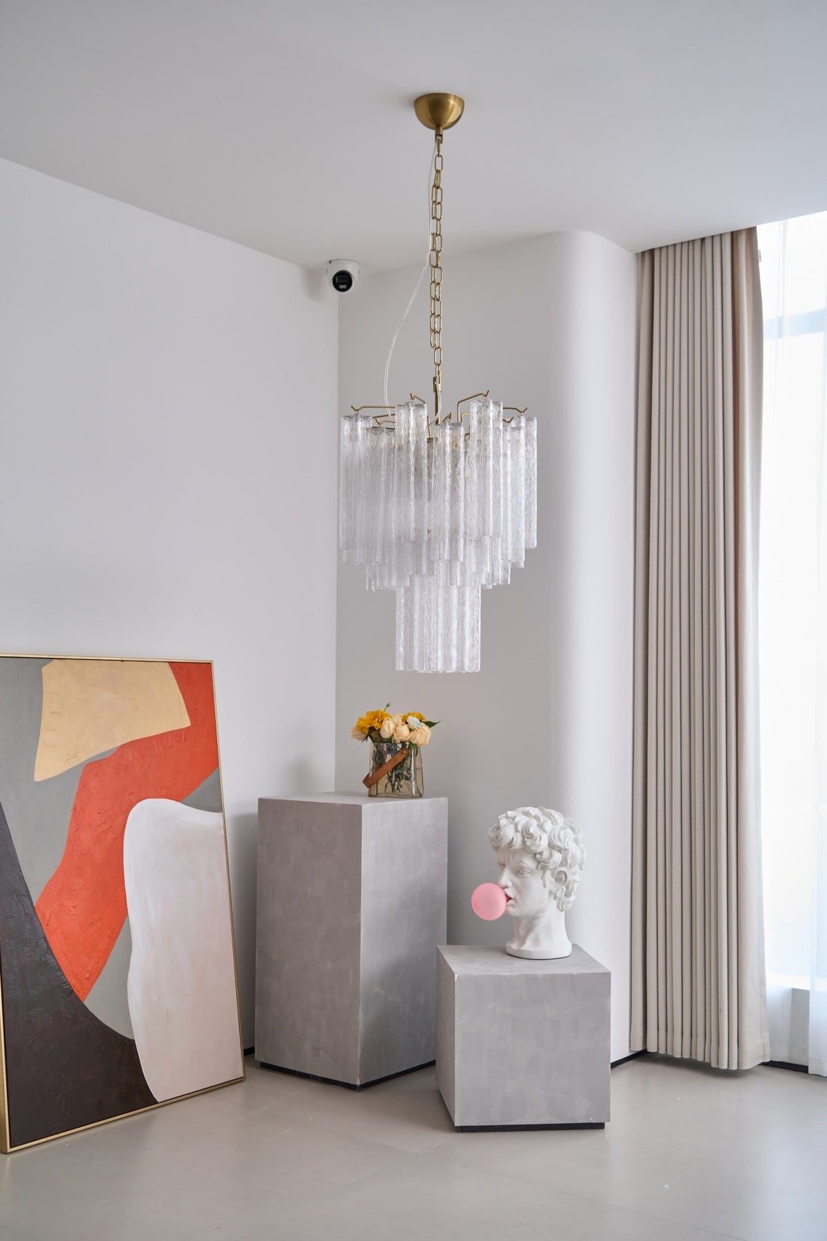 Celorora kroonluchter met heldere Murano-glasbuis, tiered modern