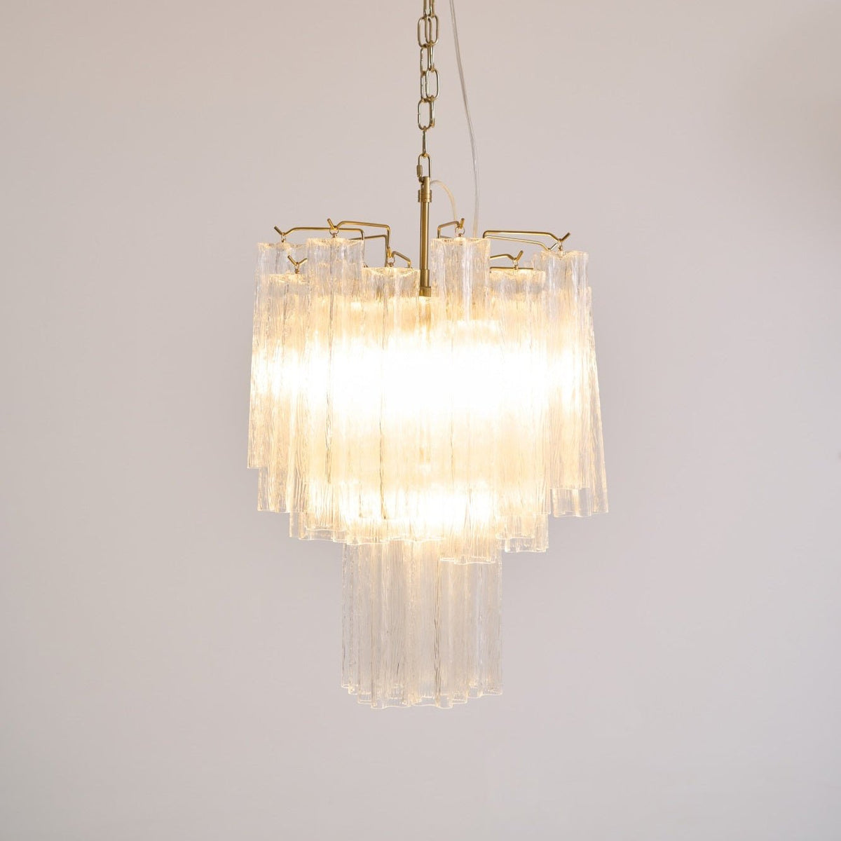 Celorora kroonluchter met heldere Murano-glasbuis, tiered modern