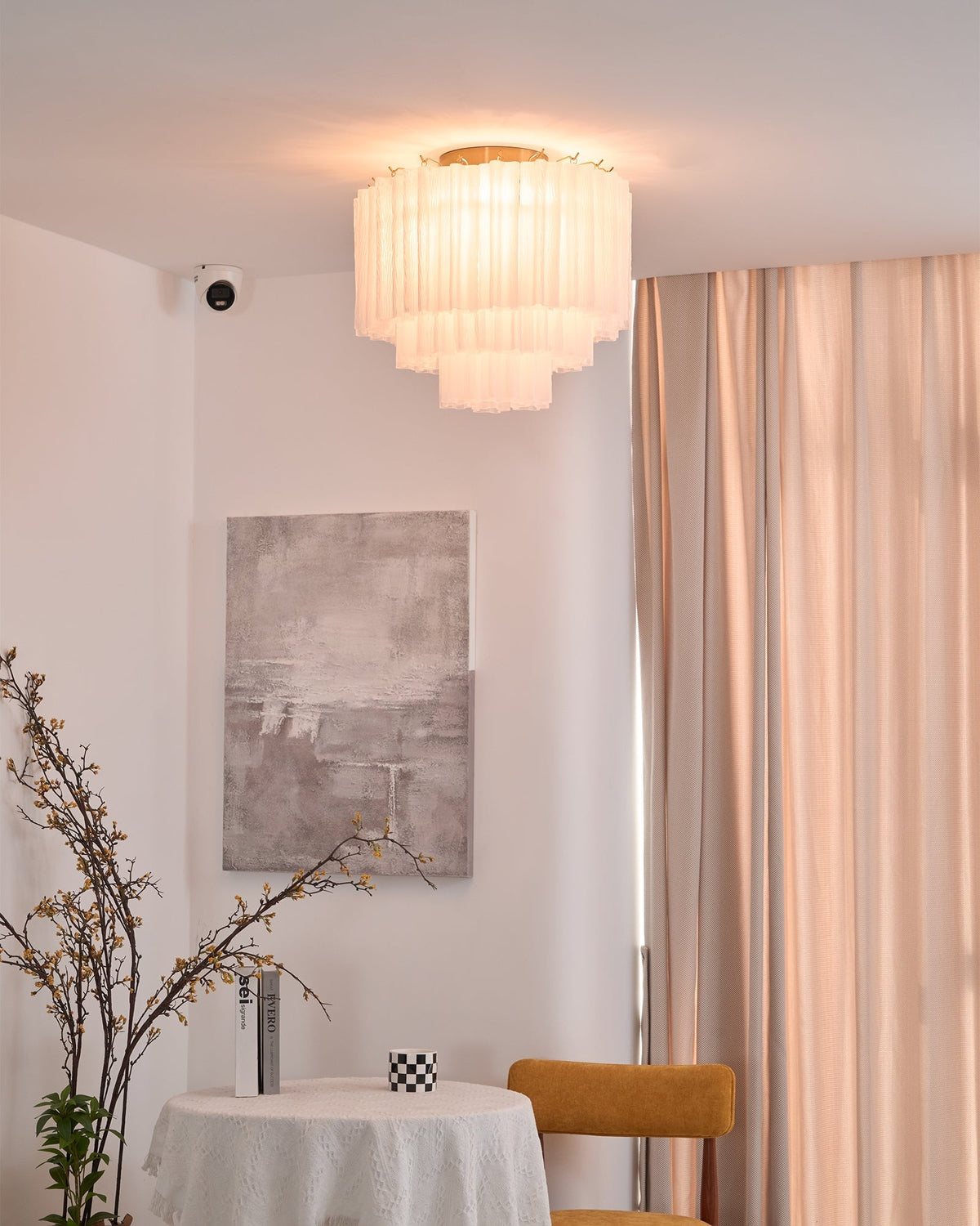 Velelena plafondlamp wit Murano-glas gelaagd elegant modern