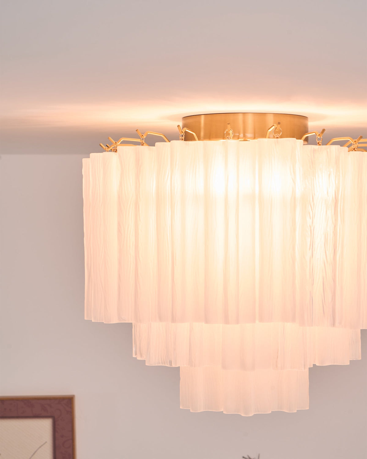 Velelena plafondlamp wit Murano-glas gelaagd elegant modern