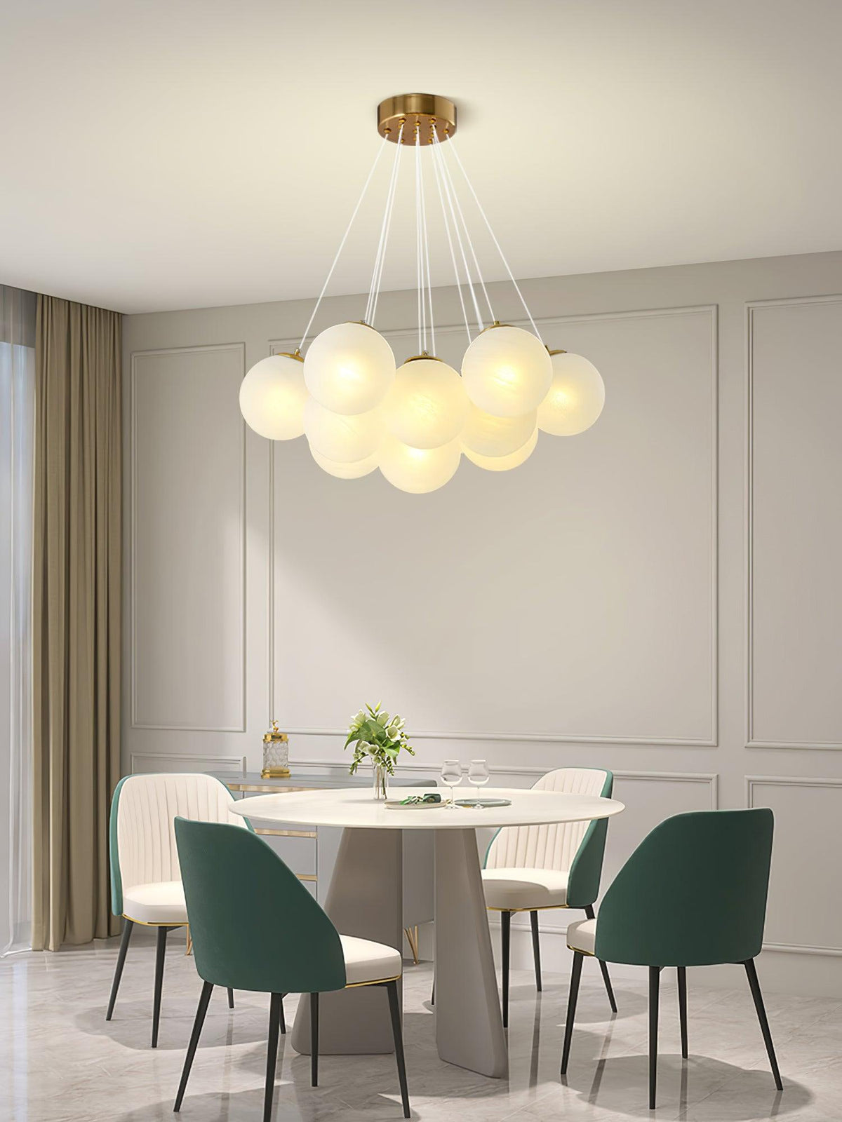 Celalissa Kroonluchter met Glascluster en Matglas