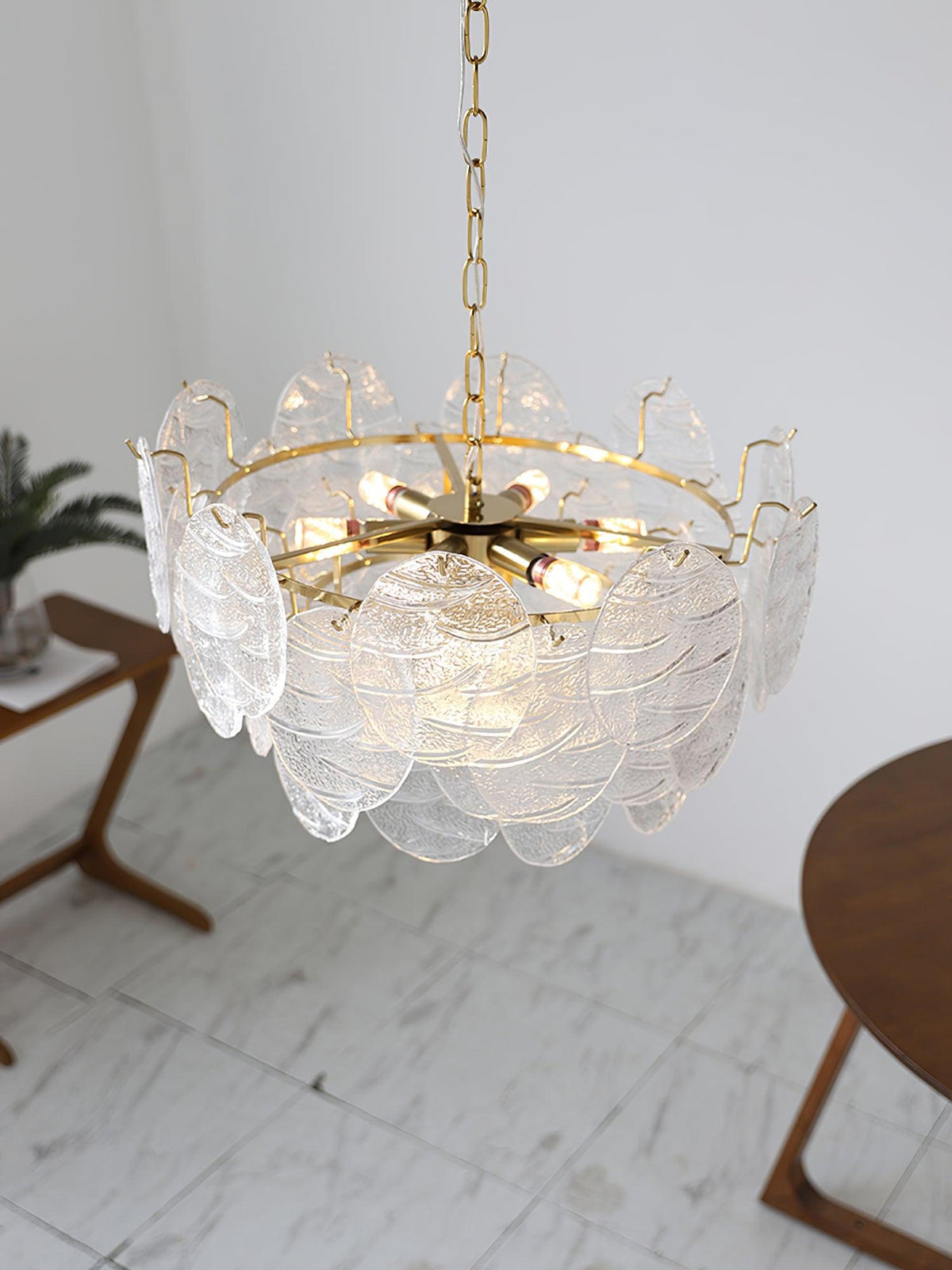 Eirenian Kroonluchter glas Disc Goud