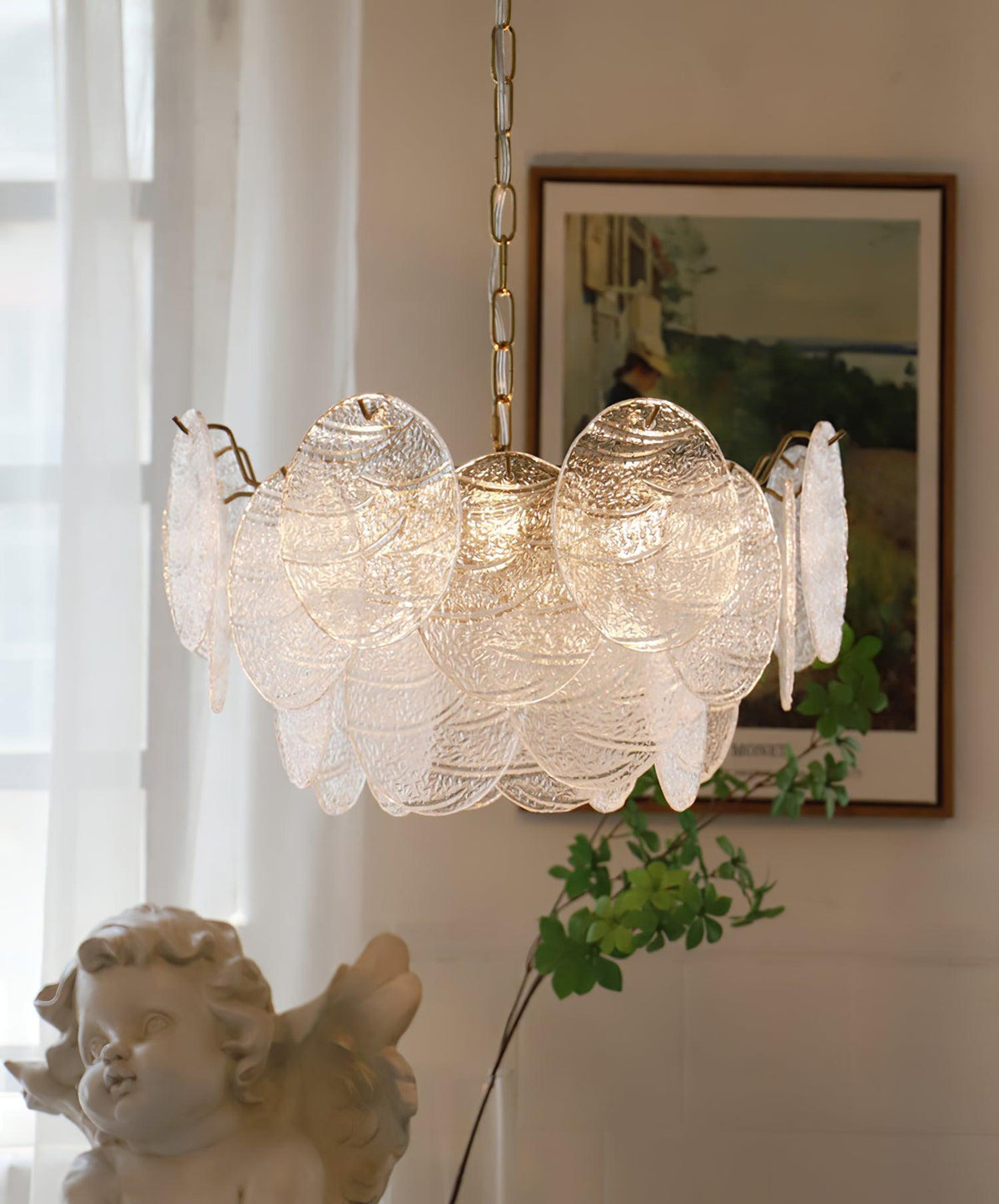 Eirenian Kroonluchter glas Disc Goud