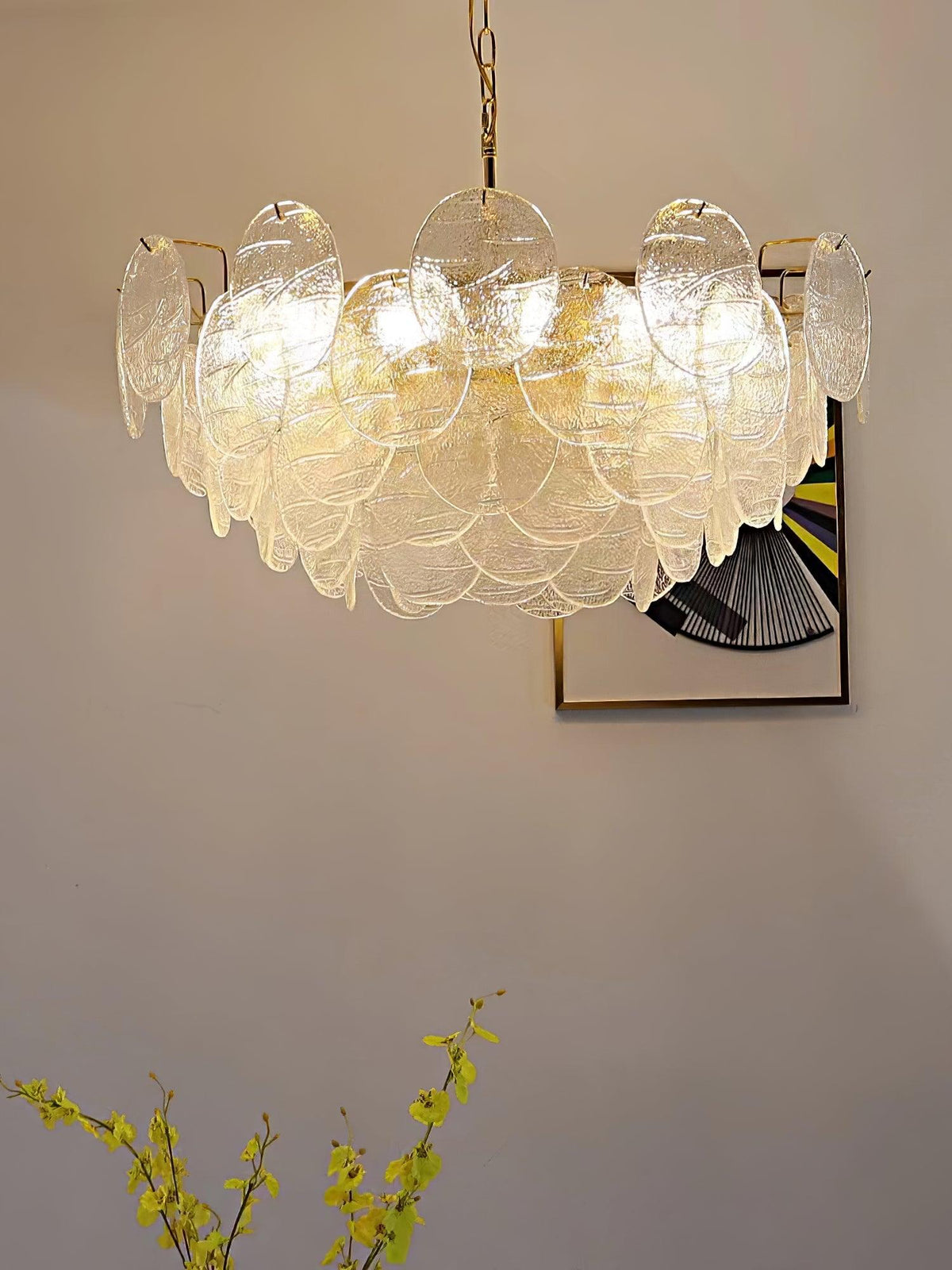 Eirenian Kroonluchter glas Disc Goud