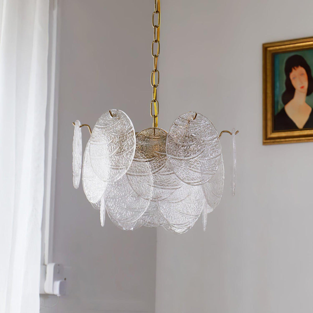 Eirenian Kroonluchter glas Disc Goud