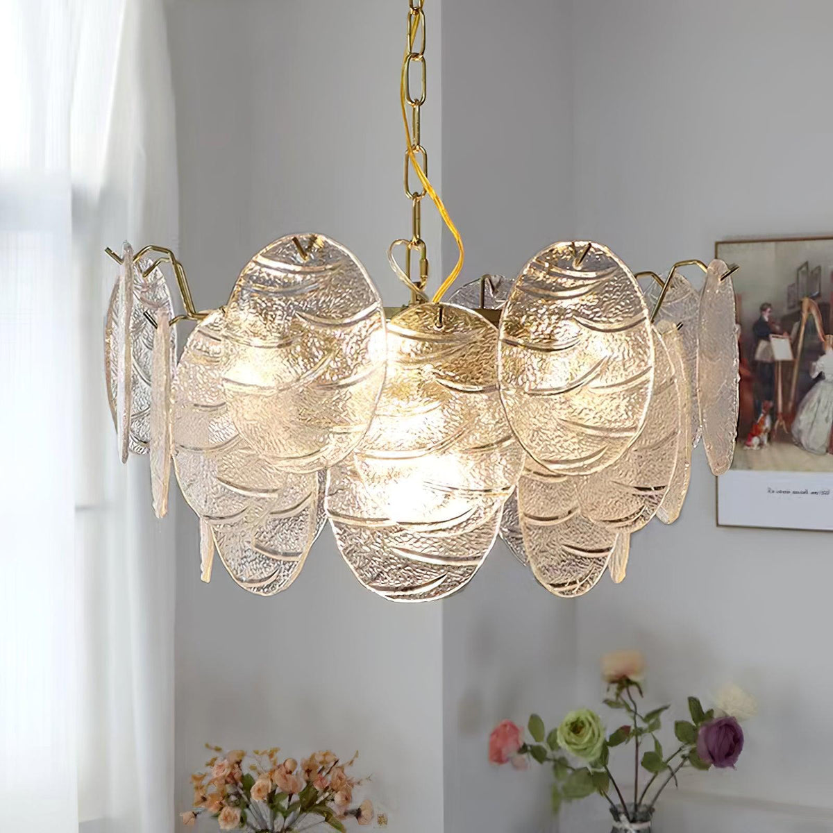 Eirenian Kroonluchter glas Disc Goud