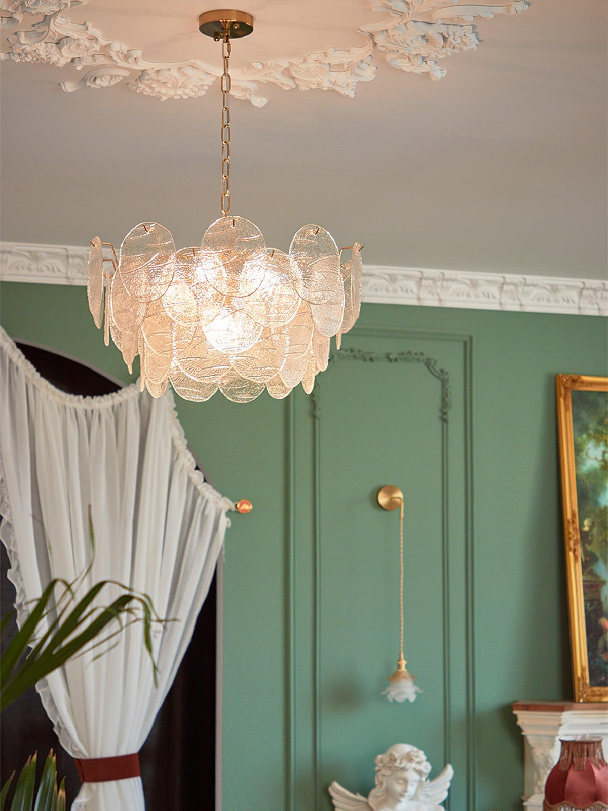 Eirenian Kroonluchter glas Disc Goud
