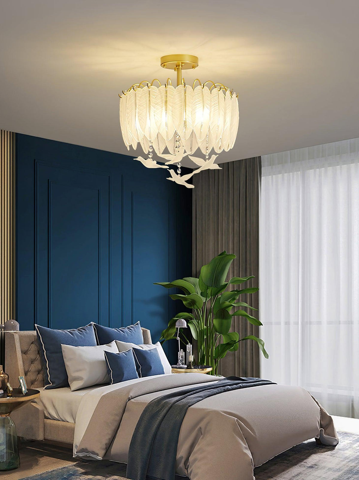 Eiriselle plafondlamp glasveer vogel elegant