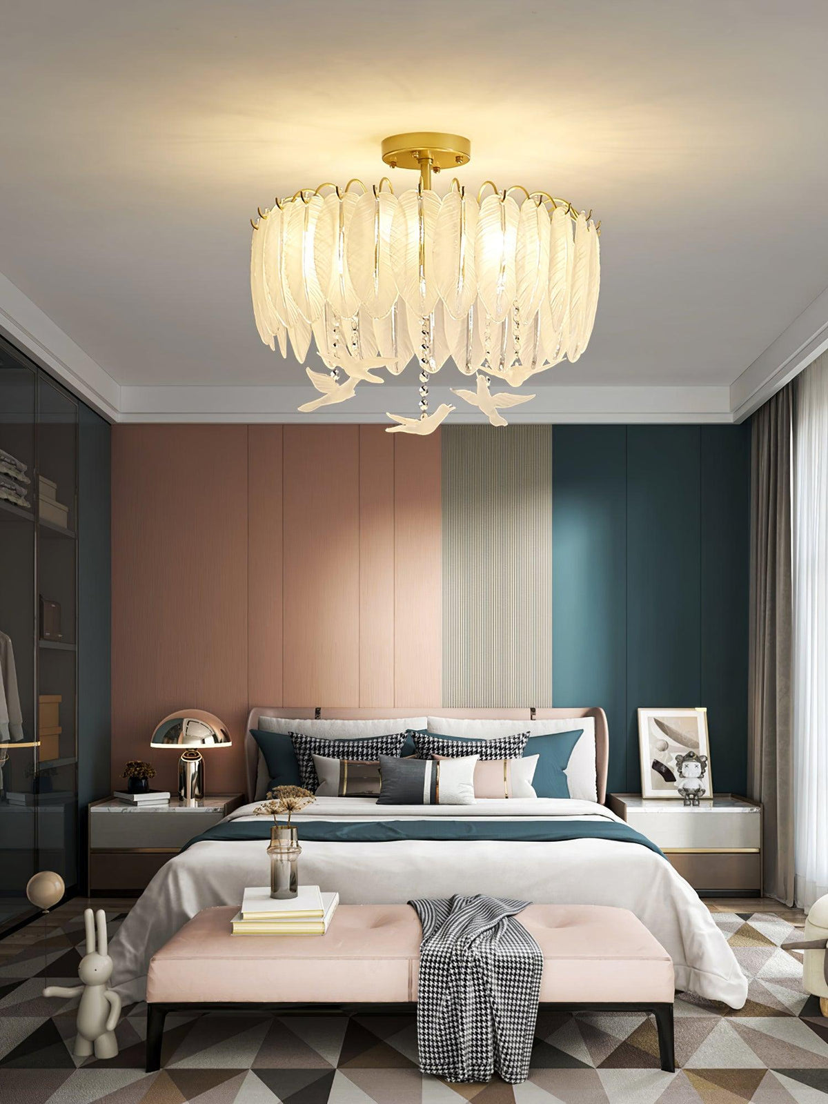 Eiriselle plafondlamp glasveer vogel elegant