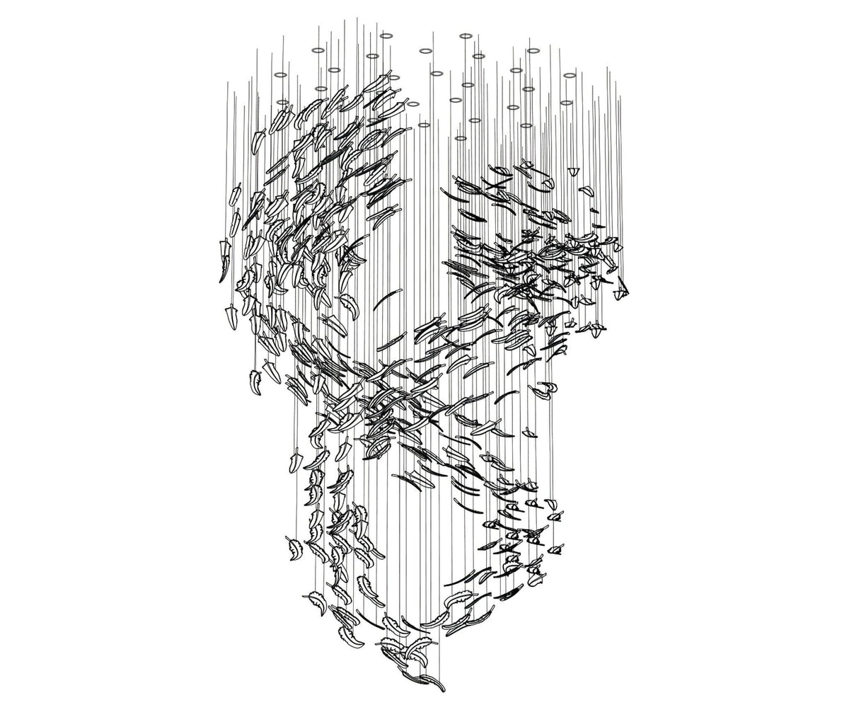 Aetherial glas Leaf Kroonluchter