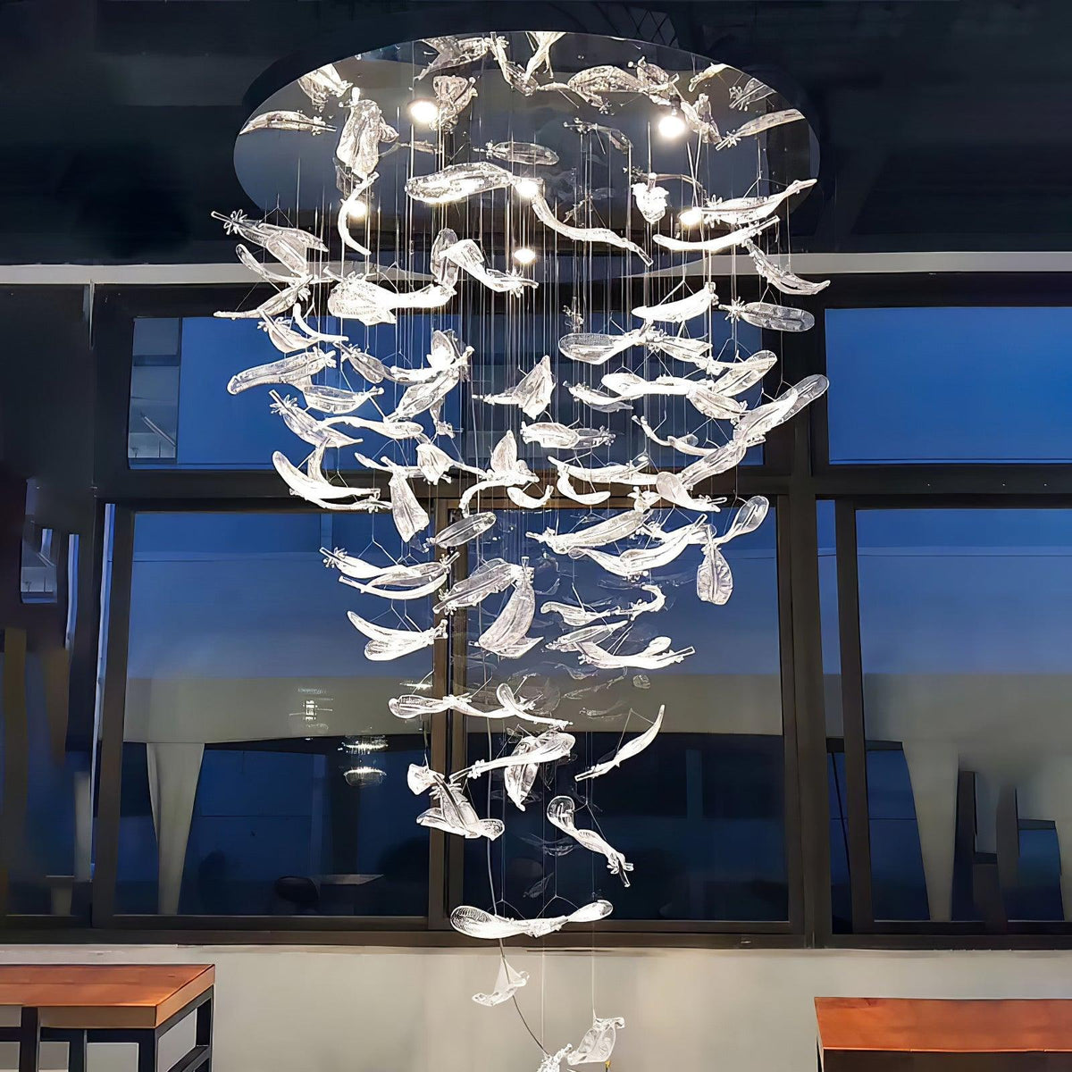 Aetherial glas Leaf Kroonluchter