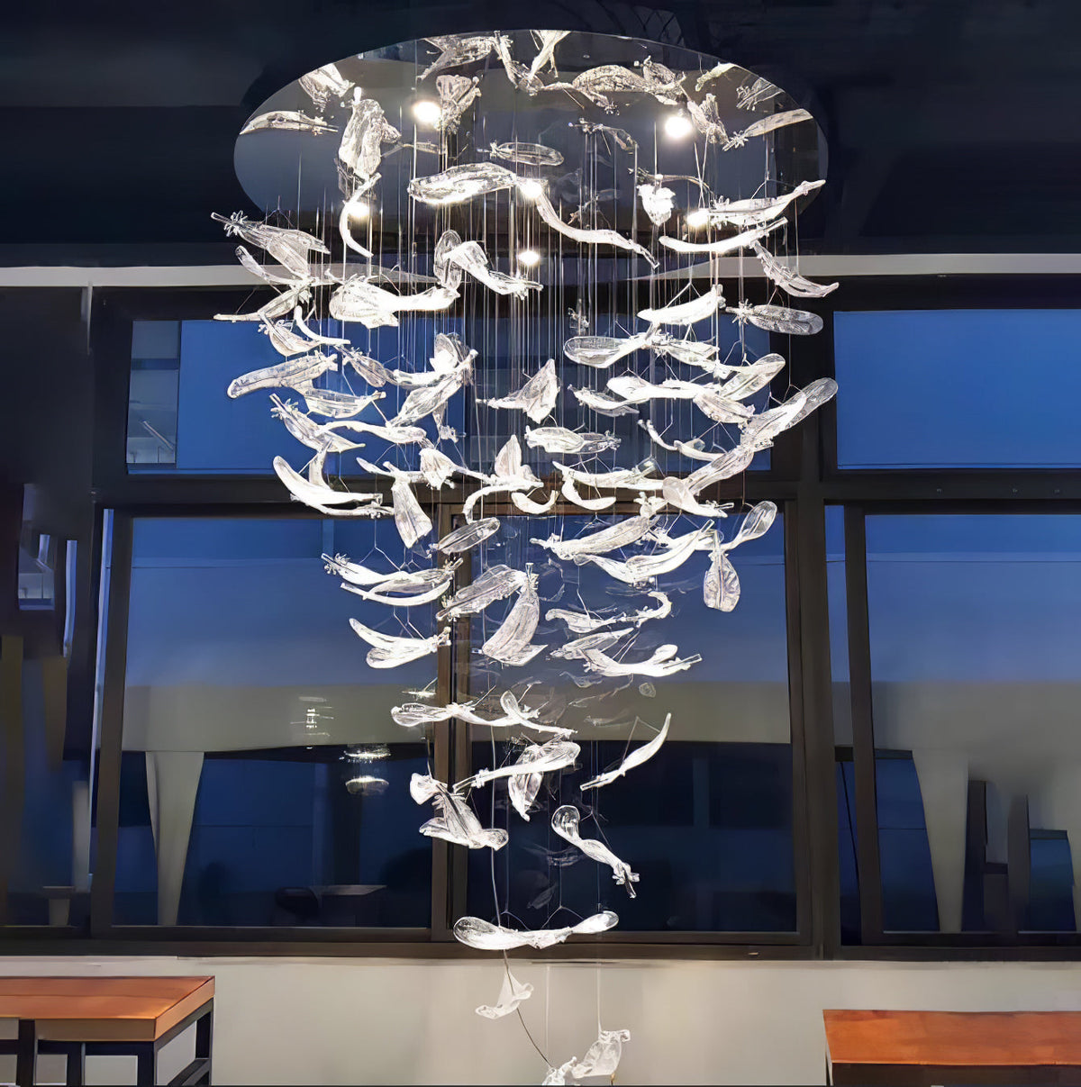 Aetherial glas Leaf Kroonluchter