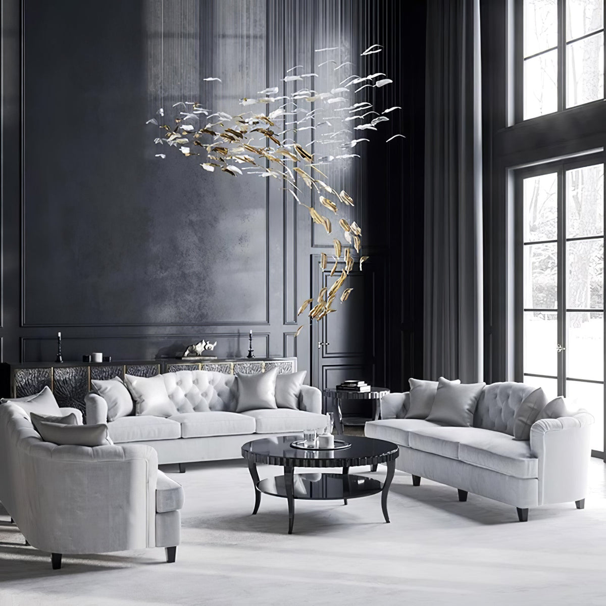 Aetherial glas Leaf Kroonluchter