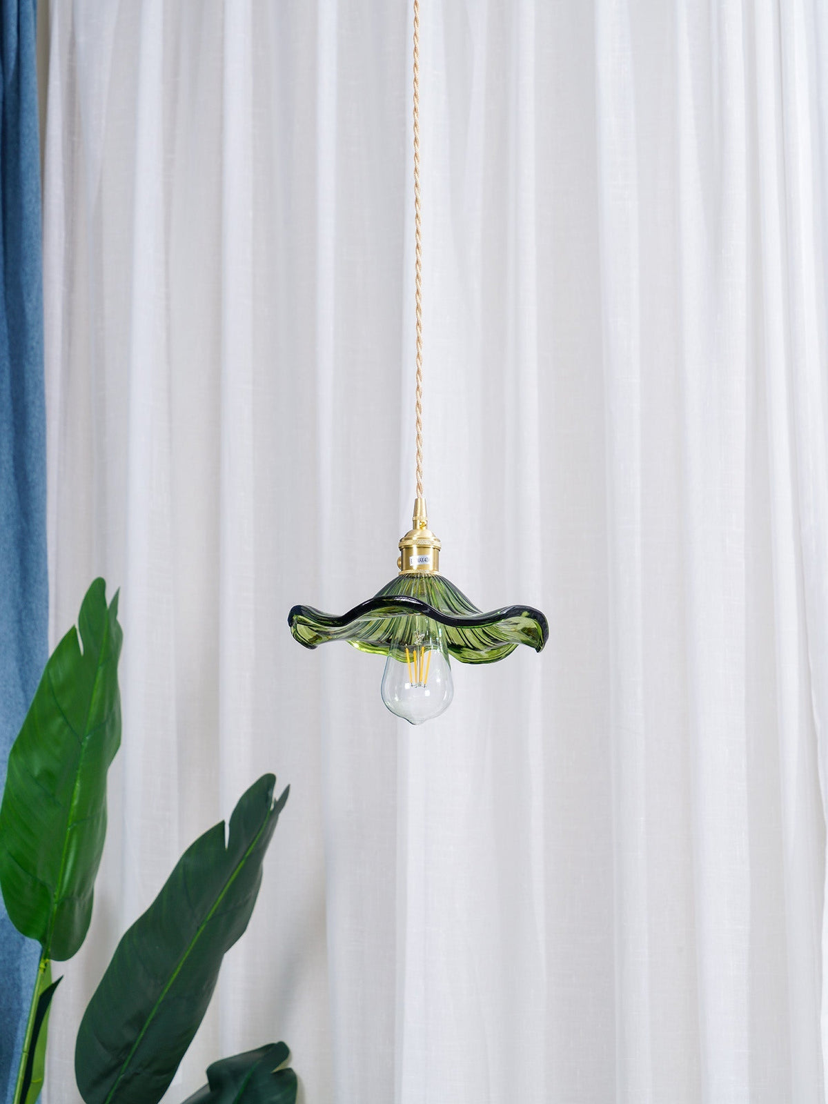 Lioralina Vintage hanglamp van messing en glas met goudkleurige afwerking en heldere kap
