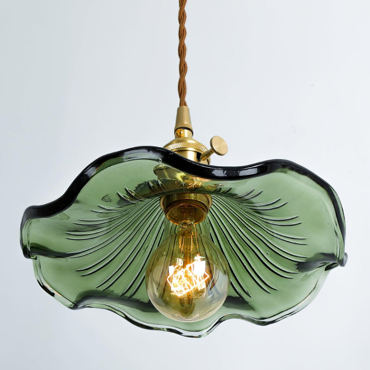 Lioralina Vintage hanglamp van messing en glas met goudkleurige afwerking en heldere kap
