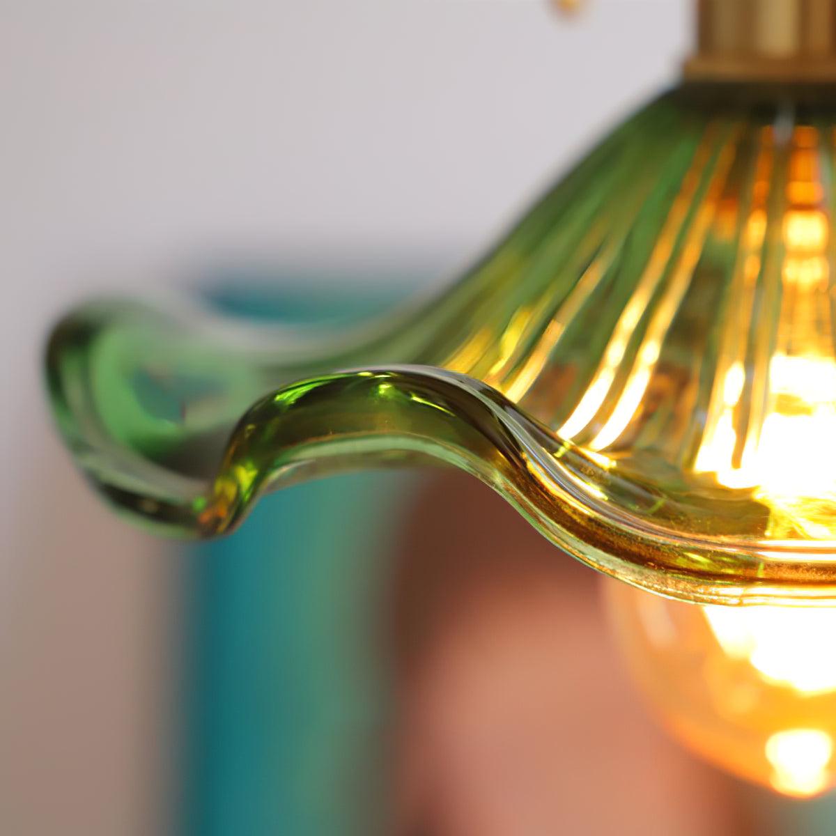 Lioralina Vintage hanglamp van messing en glas met goudkleurige afwerking en heldere kap