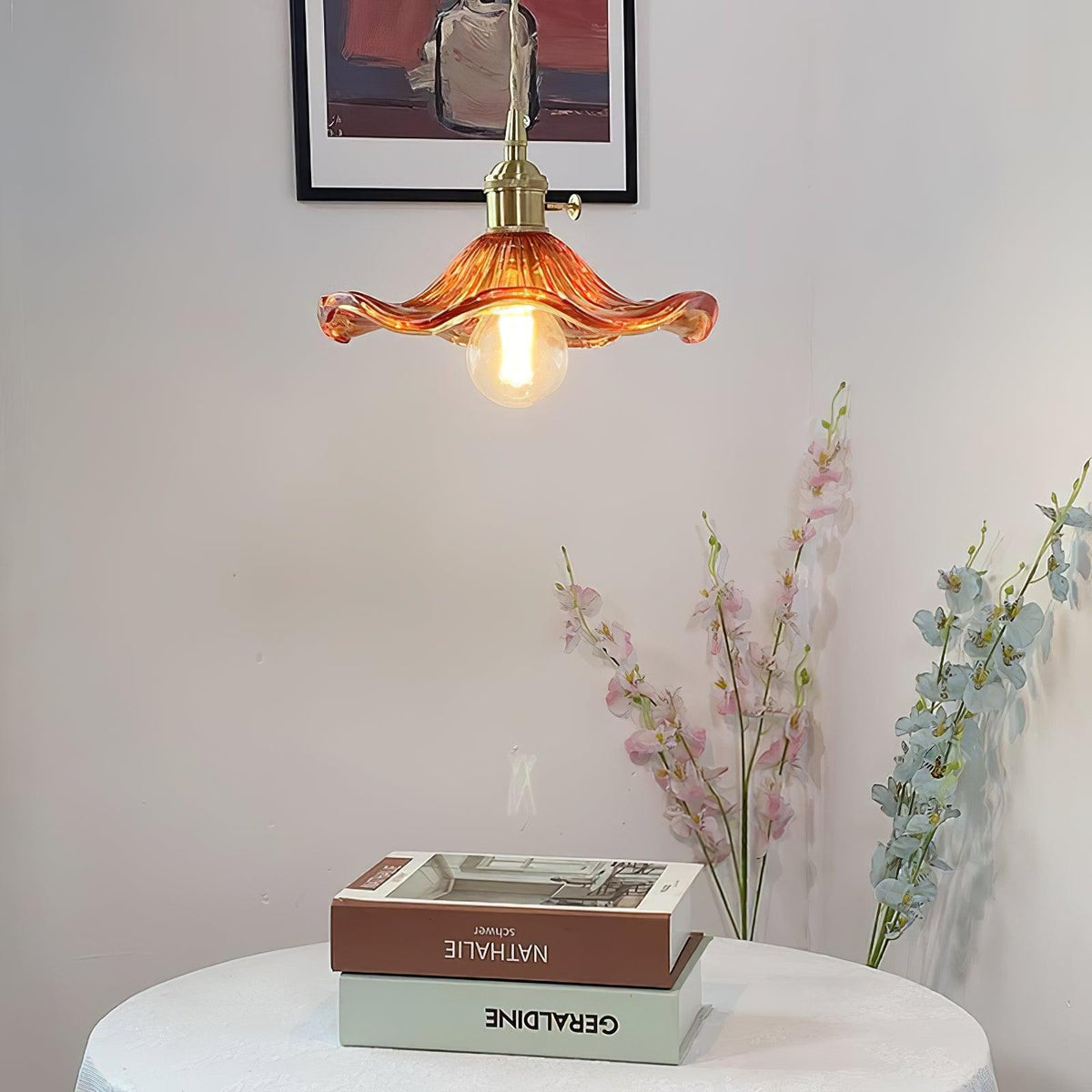 Lioralina Vintage hanglamp van messing en glas met goudkleurige afwerking en heldere kap