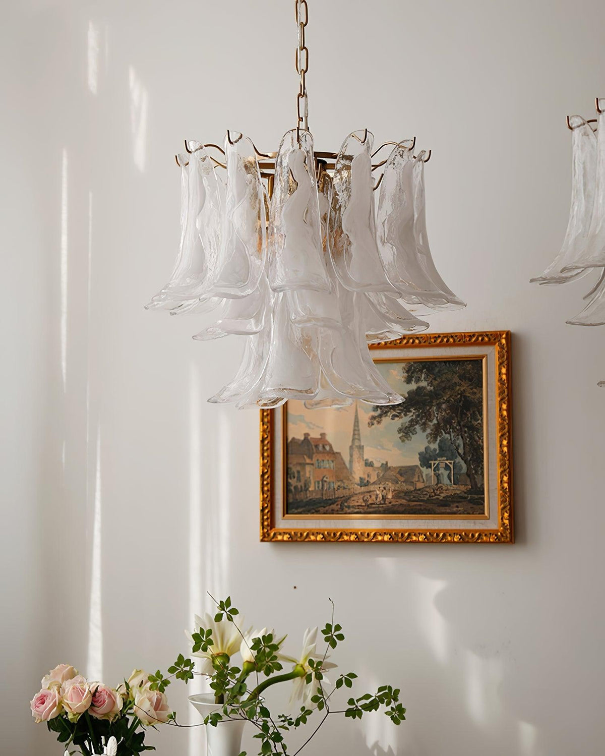 Elvess Kroonluchter Murano-glasblad Goudkleurig