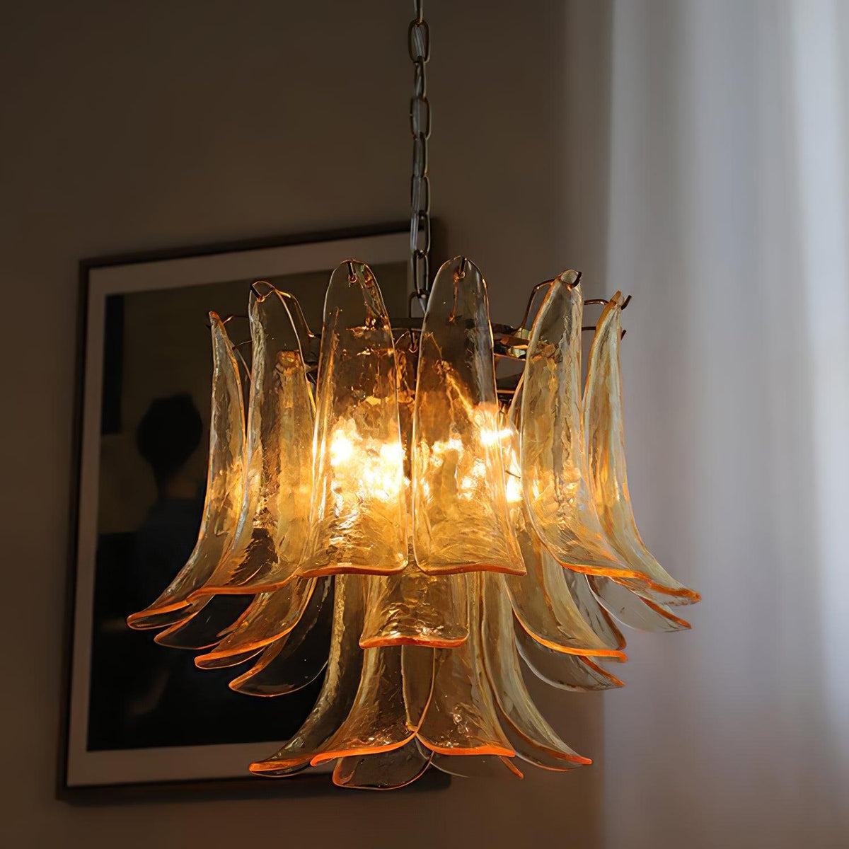 Elvess Kroonluchter Murano-glasblad Goudkleurig