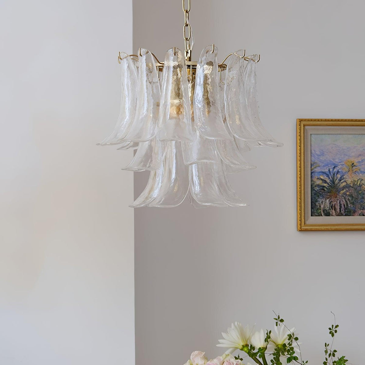 Elvess Kroonluchter Murano-glasblad Goudkleurig