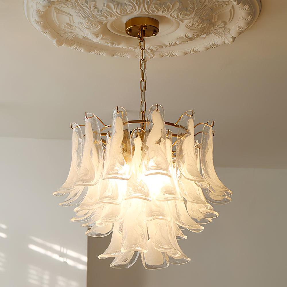 Elvess Kroonluchter Murano-glasblad Goudkleurig