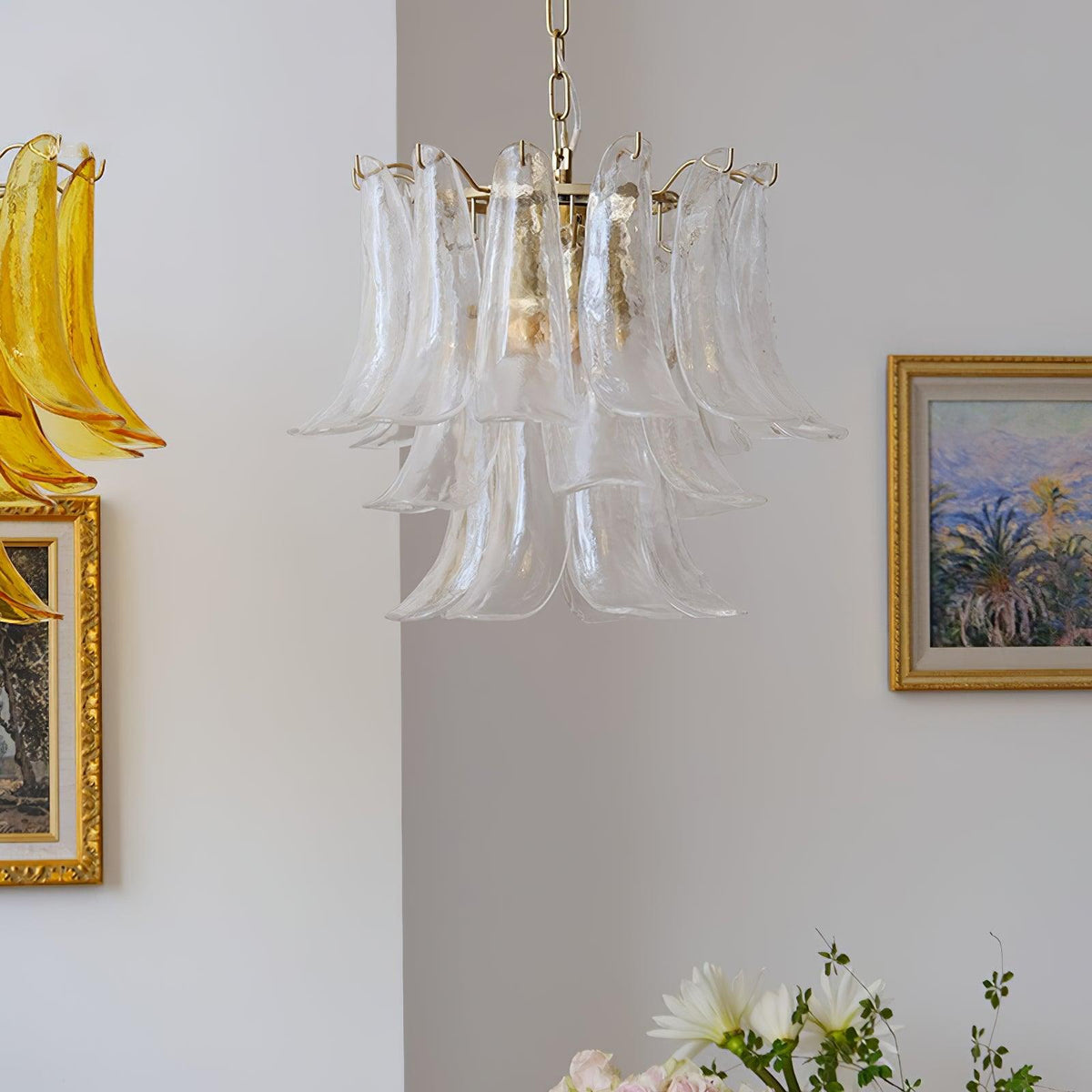 Elvess Kroonluchter Murano-glasblad Goudkleurig