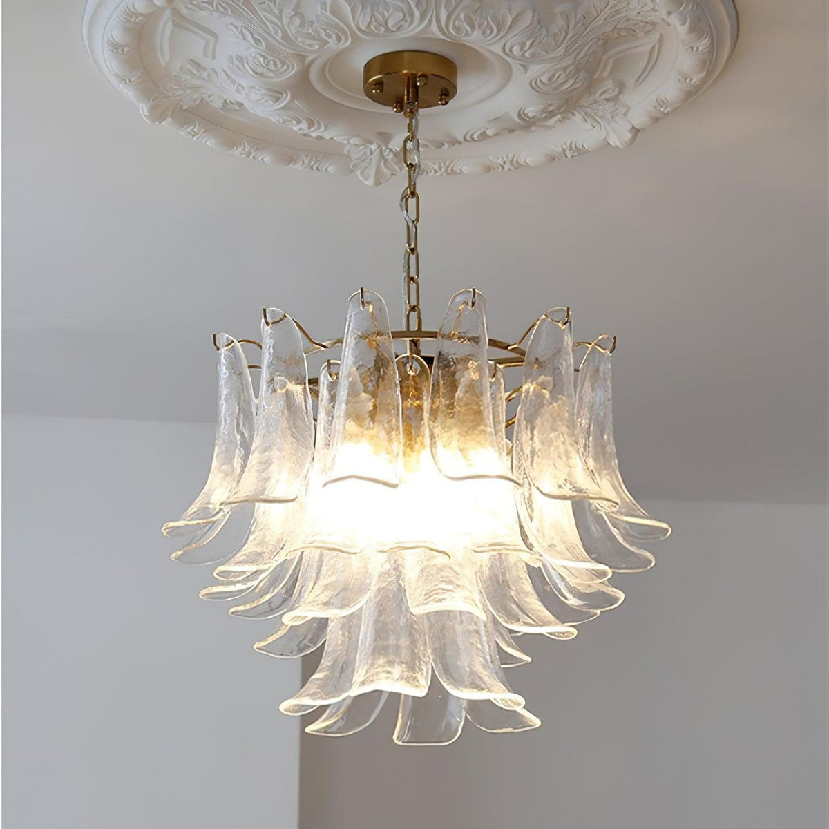 Elvess Kroonluchter Murano-glasblad Goudkleurig