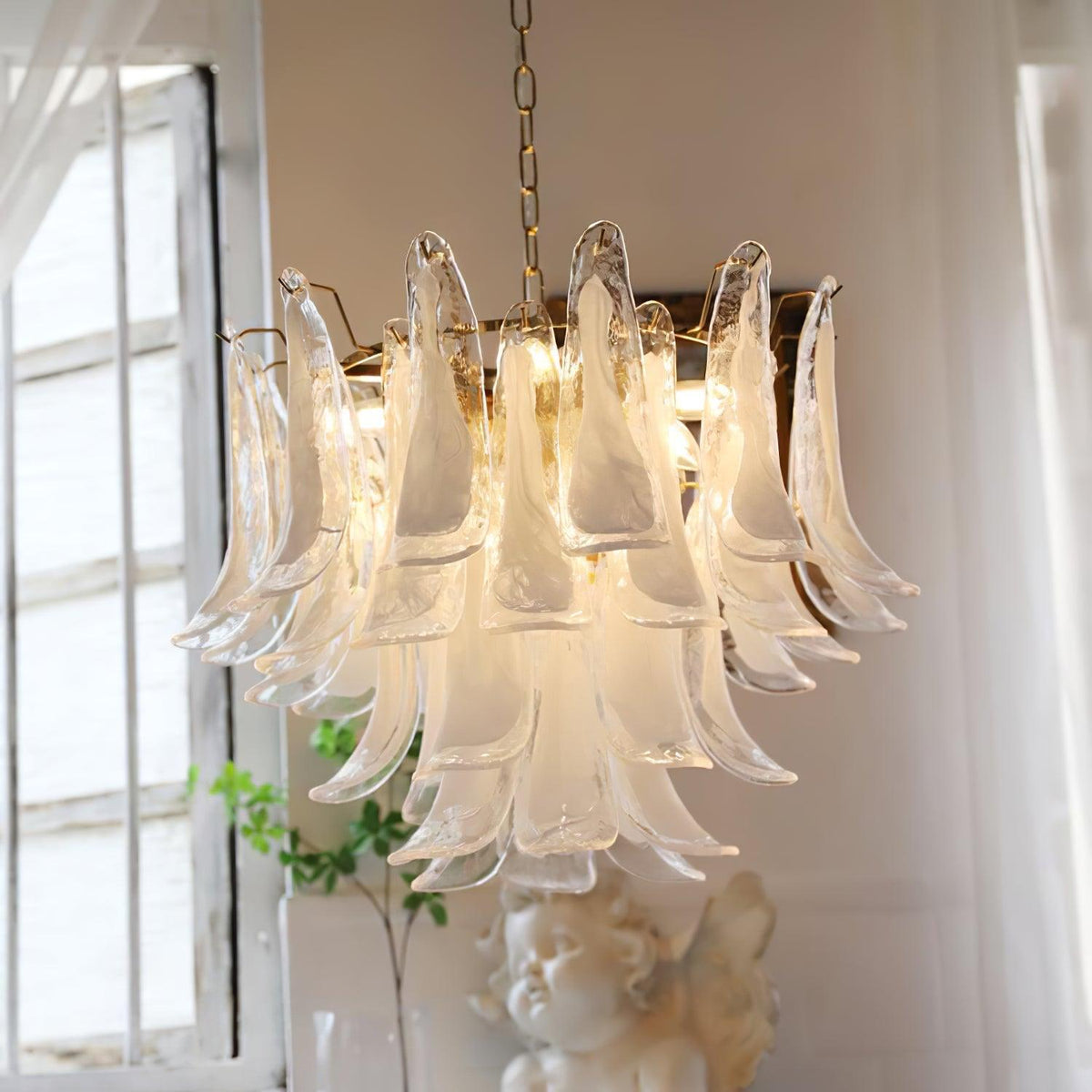 Elvess Kroonluchter Murano-glasblad Goudkleurig