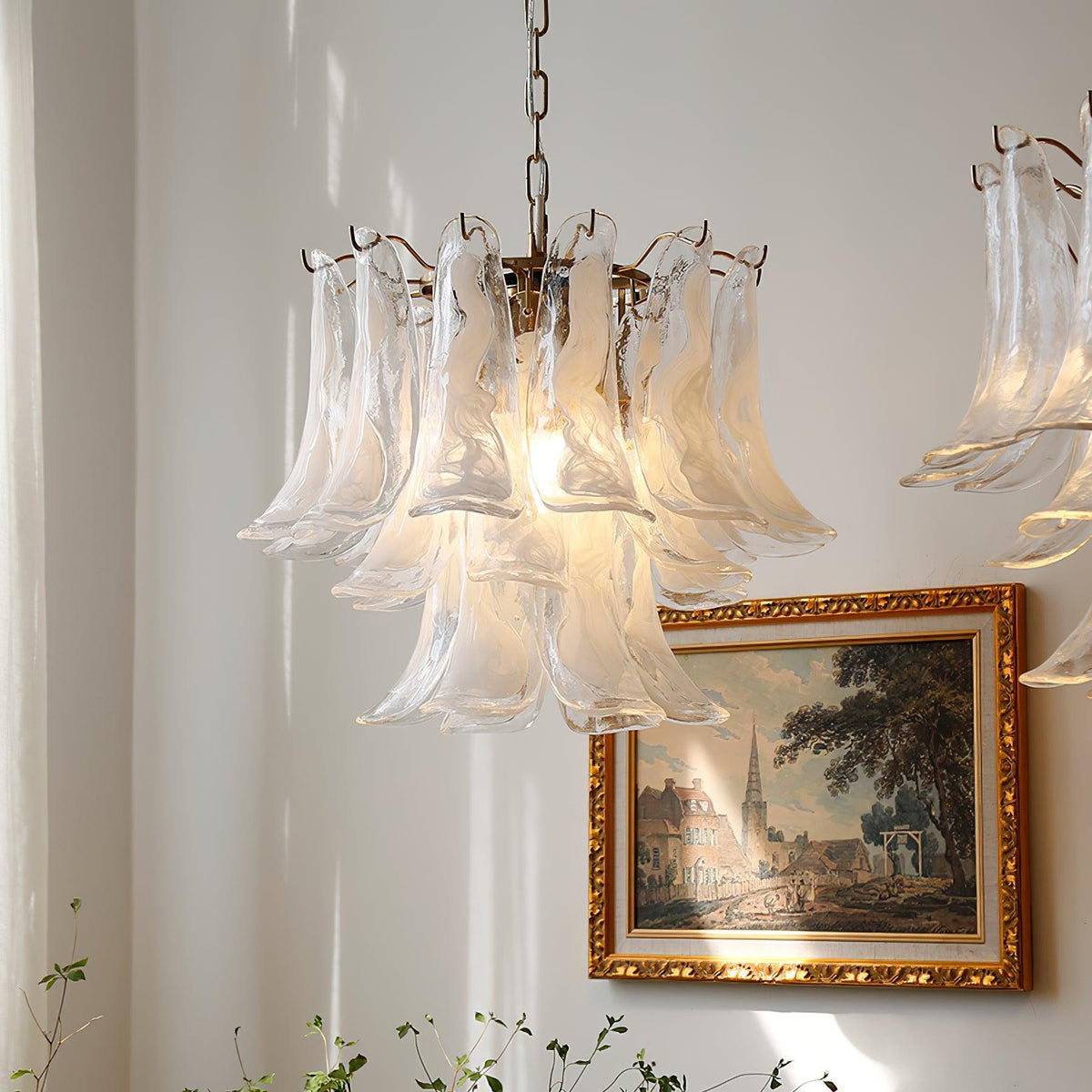 Elvess Kroonluchter Murano-glasblad Goudkleurig