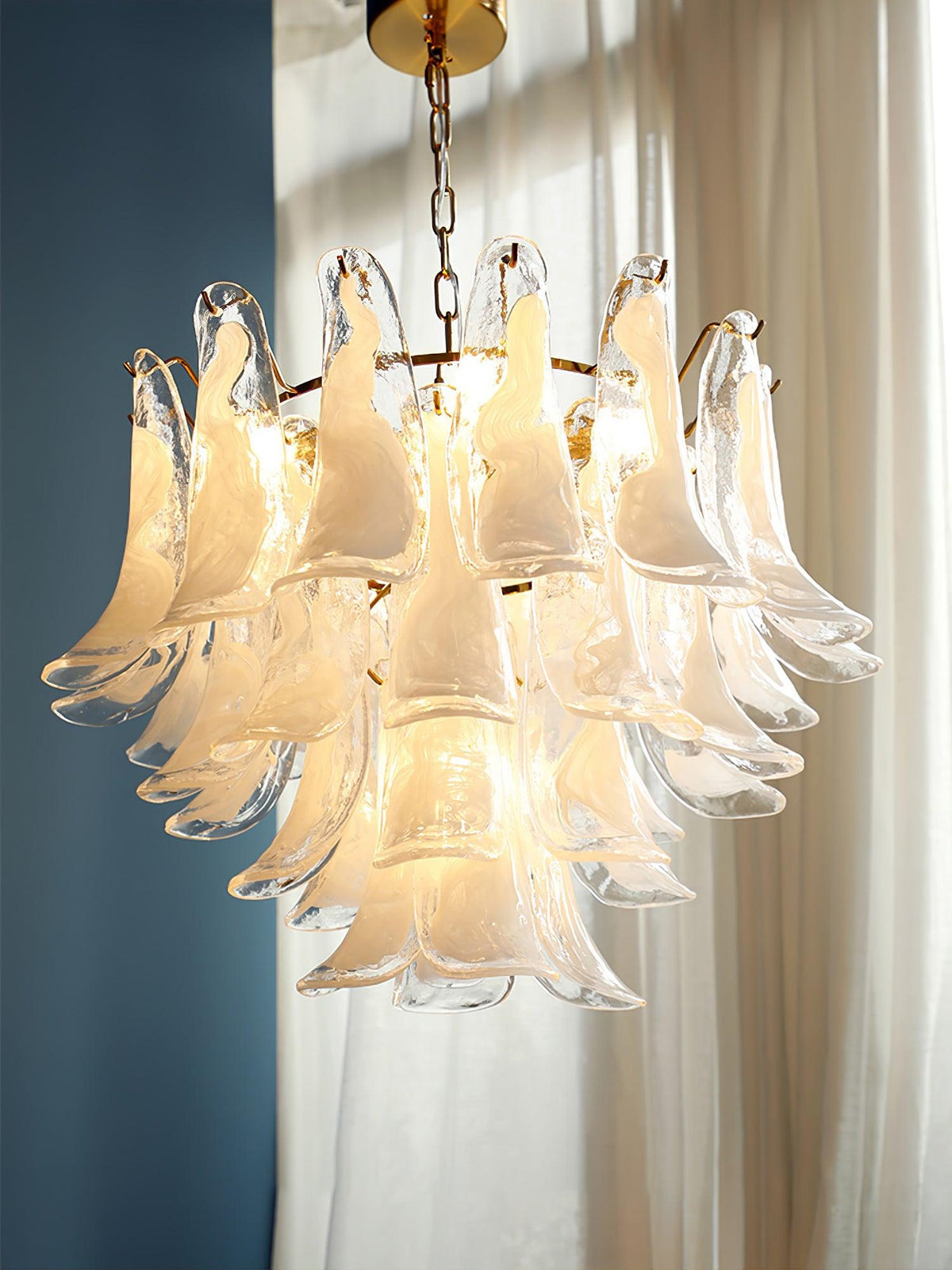 Elvess Kroonluchter Murano-glasblad Goudkleurig