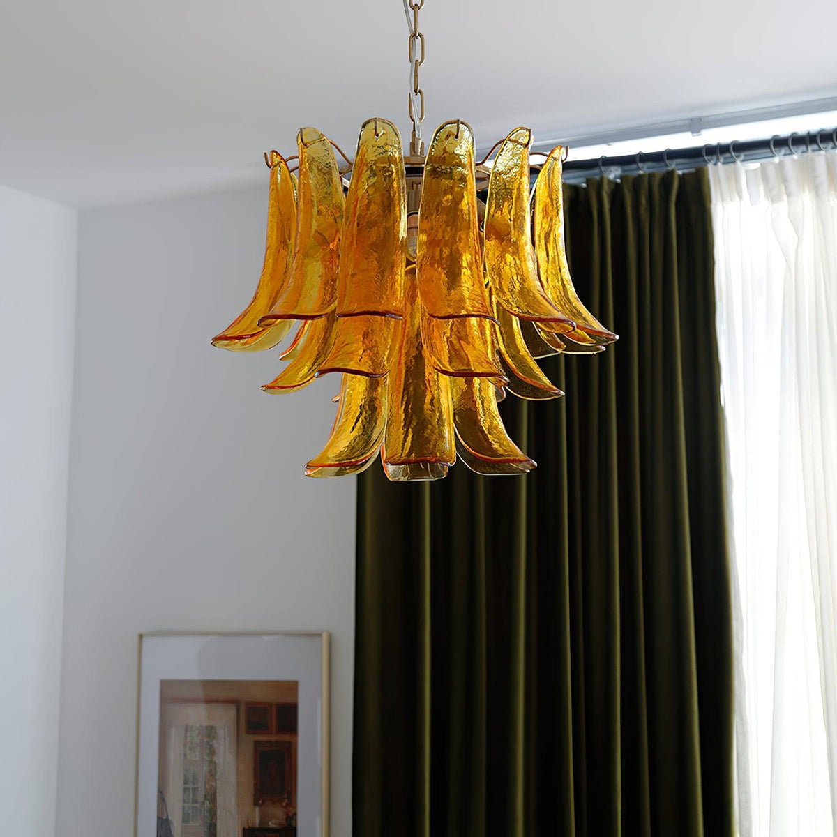 Elvess Kroonluchter Murano-glasblad Goudkleurig