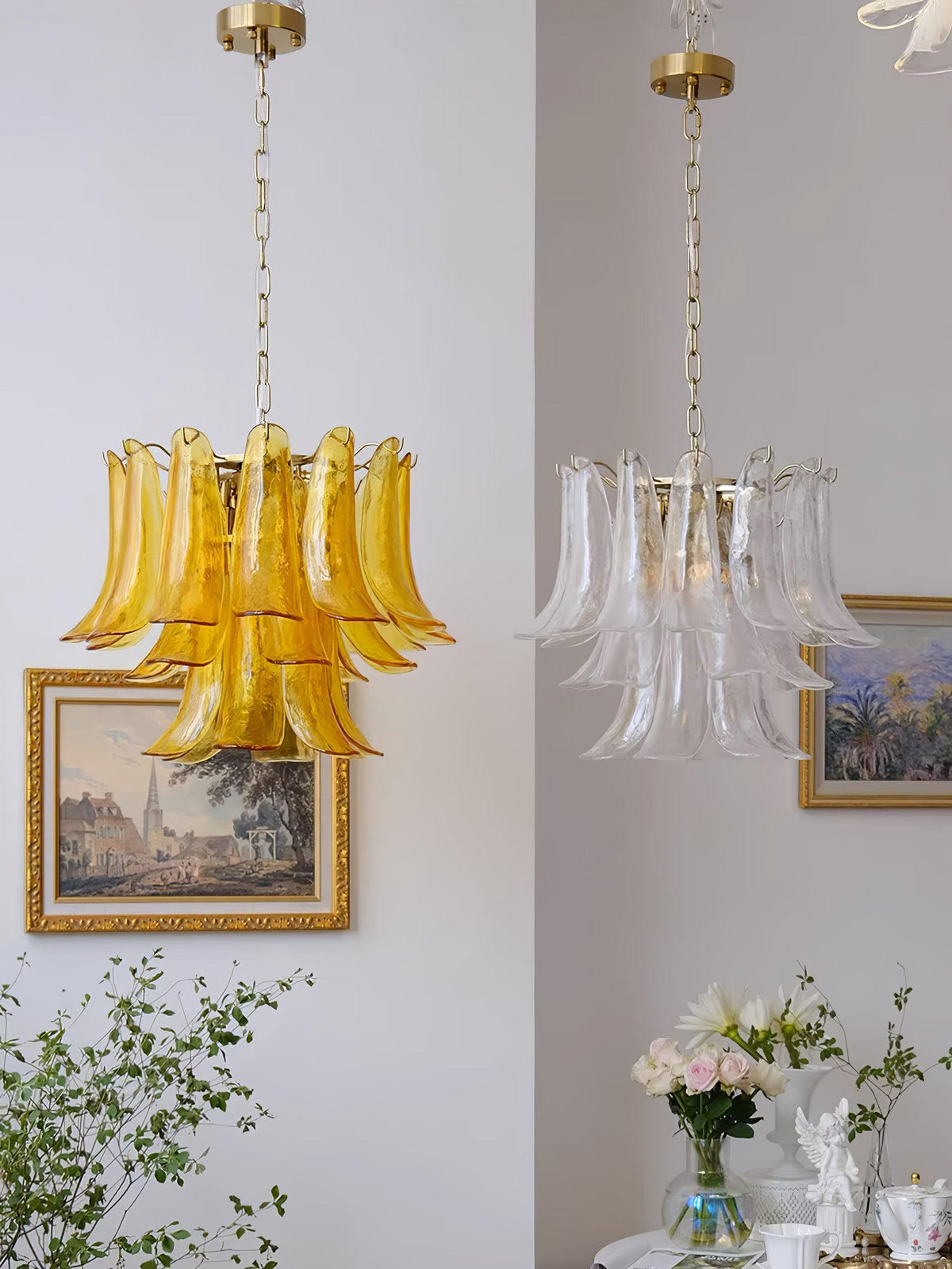 Elvess Kroonluchter Murano-glasblad Goudkleurig