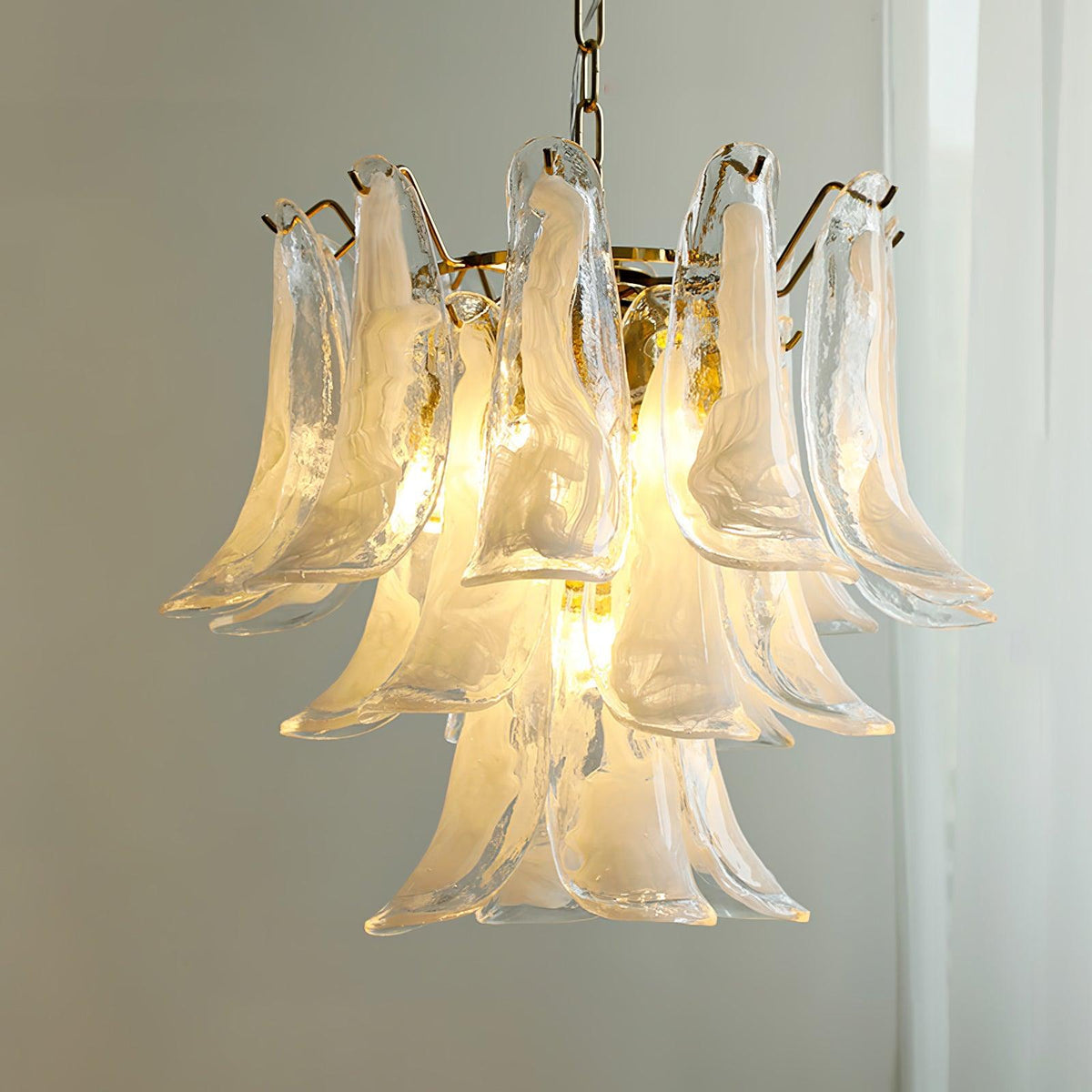 Elvess Kroonluchter Murano-glasblad Goudkleurig