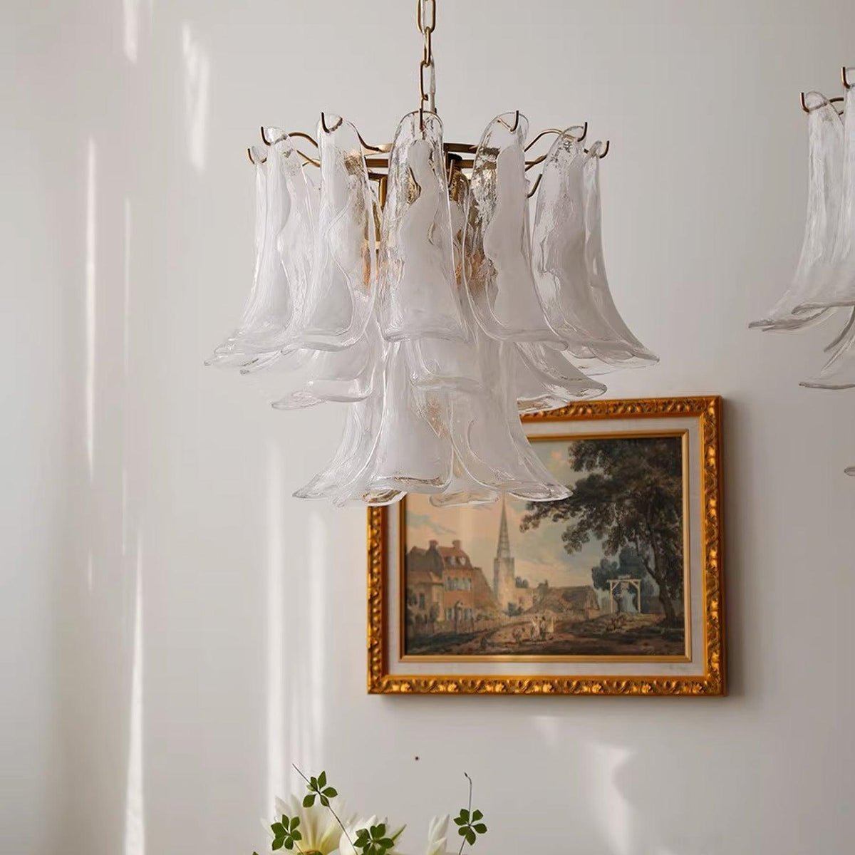 Elvess Kroonluchter Murano-glasblad Goudkleurig