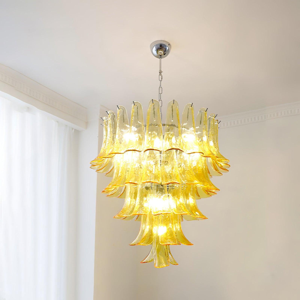 Elvess Kroonluchter Murano-glasblad Goudkleurig