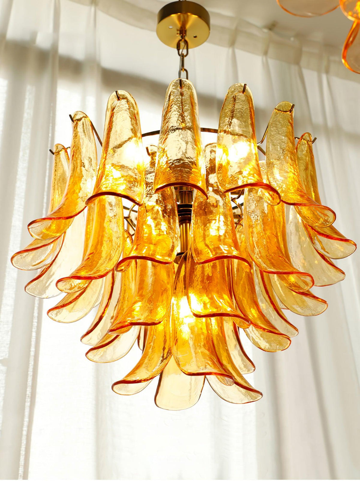 Elvess Kroonluchter Murano-glasblad Goudkleurig
