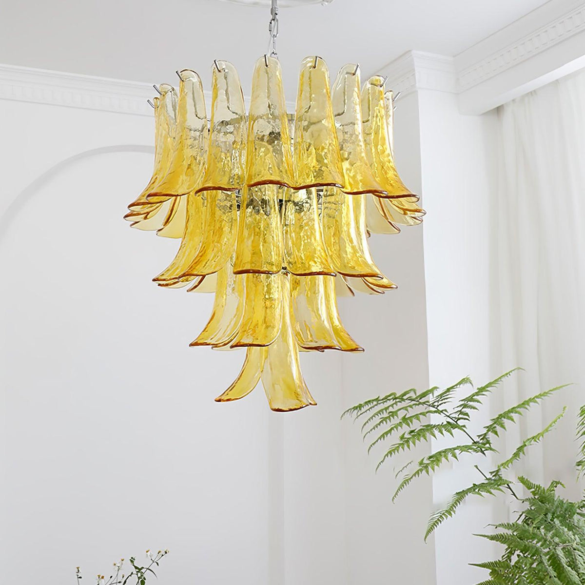 Elvess Kroonluchter Murano-glasblad Goudkleurig