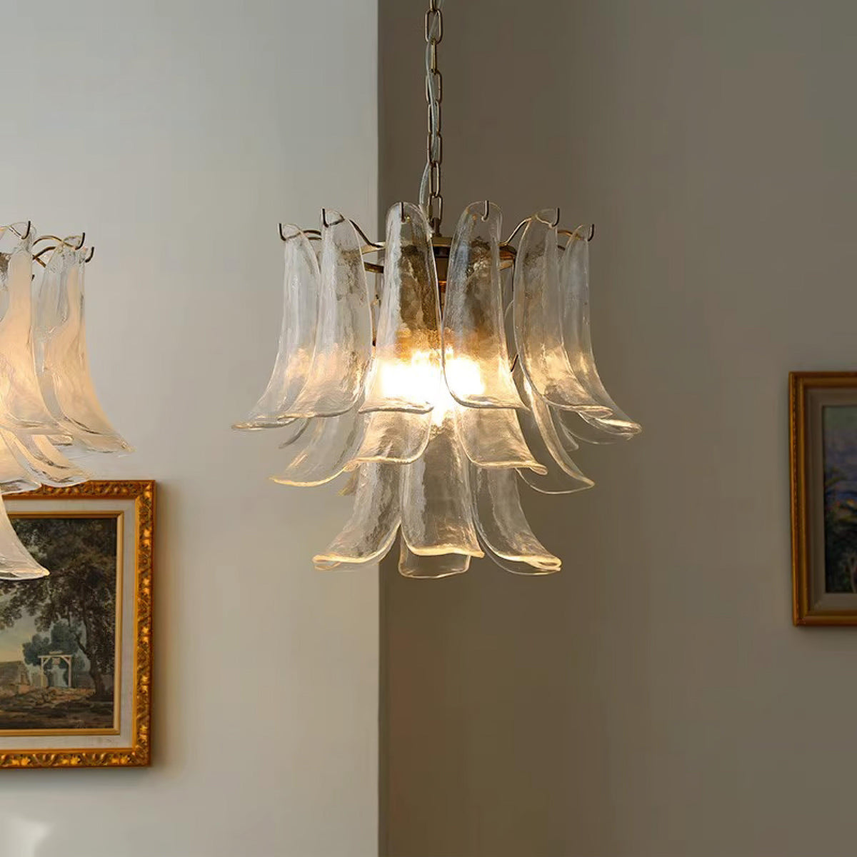 Elvess Kroonluchter Murano-glasblad Goudkleurig