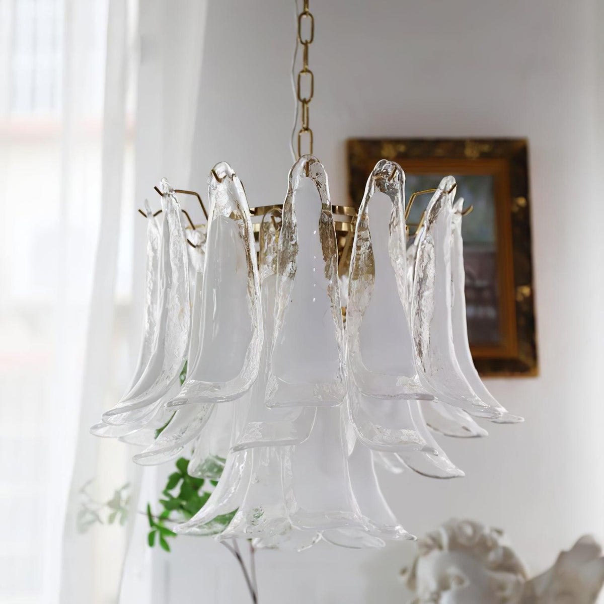 Elvess Kroonluchter Murano-glasblad Goudkleurig