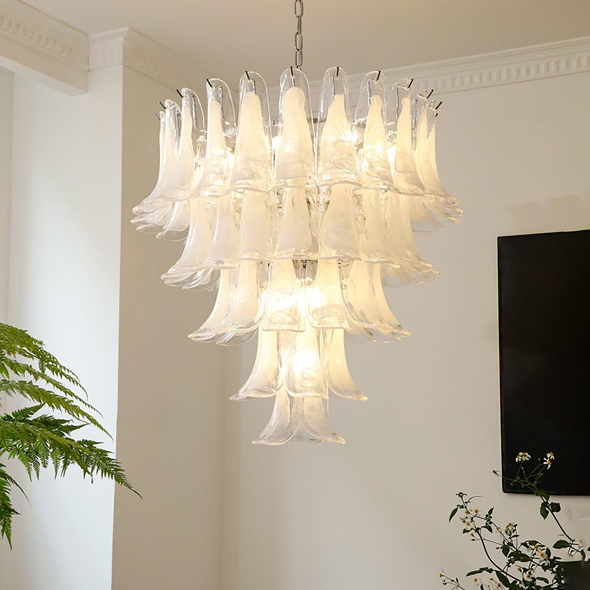Elvess Kroonluchter Murano-glasblad Goudkleurig